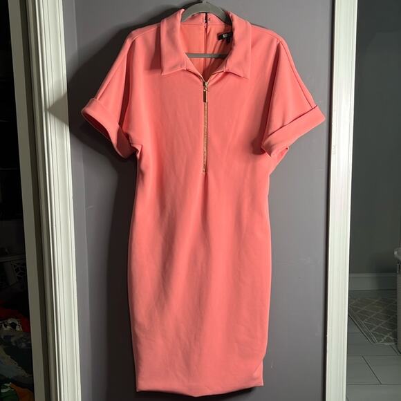 Badgley Mishka Pink Short Sleeve Dress With Exposed Zipper Size 12 - Picture 11 of 11